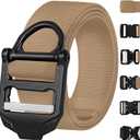 TECEUM Tactical Belt  Coyote B4 S  Heavy-Duty Military, Work, Hiking,Rigger, Utility, EDC Mens Belts  Quick-Release  Nylon Web