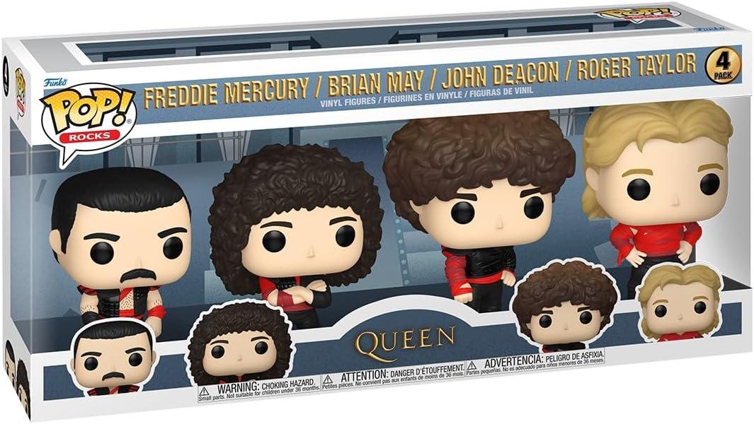 Funko Pop Rocks: Queen - Freddie Mercury, Brian May, John Deacon, Roger Taylor - (Radio Gaga), 4-Pack - Collectable Vinyl Figure - Gift Idea - Official Merchandise - Toys for Kids & Adults