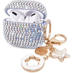 VISOOM Bling Case for Airpods Pro 2nd 1st Generation Case - Jewelry Cute Airpods Pro 1 2 Cases Cover with Glitter Keychain Women 2025 Crystal Fancy Case for iPods pro2 1 Wireless Charging Cases