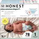 The Honest Company Clean Conscious Diapers for Sensitive Skin | Hypoallergenic, Fragrance Free | Gender Neutral Prints | Club Box, Size 1 (8-14 lbs), 78 Count (Dots & Dashes + Multi-colored Giraffes)