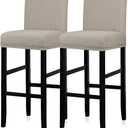 Lellen Bar Stool Covers Set of 2,Stretch Washable Barstool Seat Covers Removable Bar Chair Covers with Backs,Counter Height Bar Stool Chair Covers for Kitchen Dining Room Cafe, Covers Fit Chair Back Height: 12-15"; Chair Back Width: 14-17"; Chair Back Thickness: 1-3"; Chair Seat Length: 14-17"; Chair Seat Width: 14-17"; Chair Seat Thickness: 1.5-4" (Twill T-shaped Khaki)