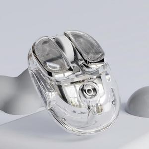 EWEADN Q9 Wireless Clear Mouse Dual Mode Bluetooth & 2.4G USB Computer Mouse with RGB Lighting, Silent Clicks, Multi-Device Compatibility for Laptop, PC, MacBook, iPad Cute Mouse-Sliver (Silver)