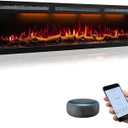 60 Inch WiFi Electric Fireplace Heater, Recessed or Wall Mounted, UltraSlim 5.51" Deep, 750/1500W, 12 Flame Colors & 12 Ember Bed Colors,Remote & App Control, Works with Alexa & Google Home