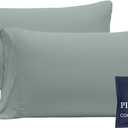 Beckham Hotel Collection Cooling Pillowcases for Hot Sleepers, Standard/Queen Size Set of 2, Cool Bedding, Envelope Closure, Silky Soft, Breathable, Moisture-Wicking, Aqua Gray