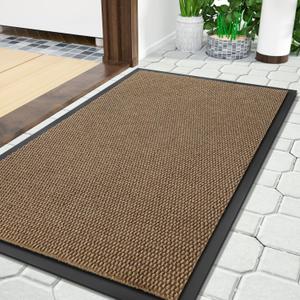 Yimobra Doormat Outdoor Indoor Entrance 36 x 17, All-Season All-Weather Front Door Mat, 100% Waterproof Welcome Matt for Floor Garage Outside Entry, Stain and Fade Resistant, Khaki