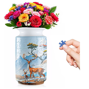 3D Puzzle Vase, 162 Curved Pieces DIY Flower Vase Craft Kit & 3D Puzzles for Adults, Creative Jigsaw Art Project Home Décor Centerpiece,House Warming Gift (D-Blue Pavilion)