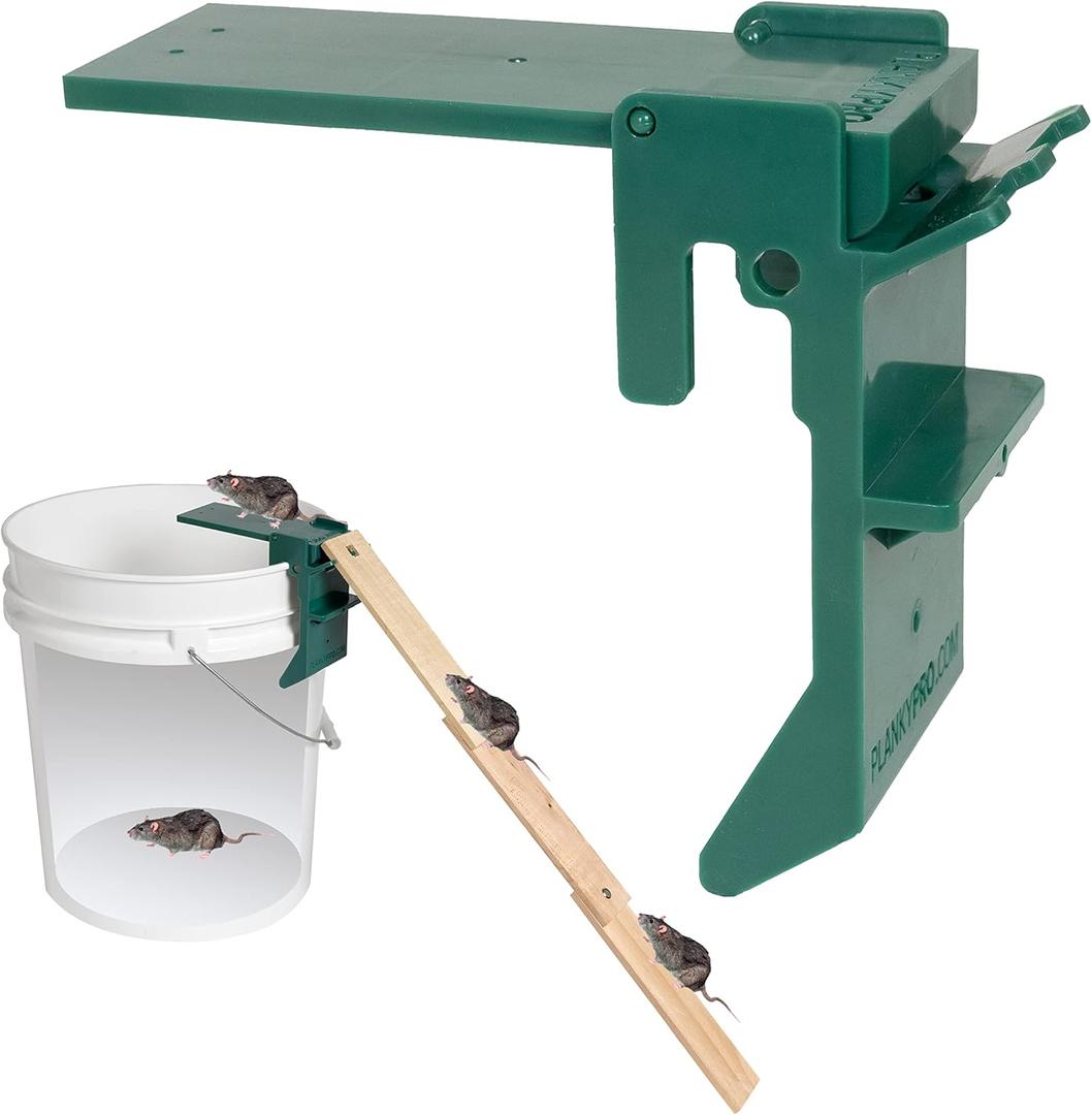 Walk The Plank Bucket Mouse Trap | Water-Proof | Durable ABS Material | Auto-Reset | 5 Gallon Bucket Compatible | Mouse Traps Indoor for Home | Bucket Flip Lid (Black)