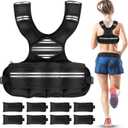 Adjustable Weighted Vest for Women Men, 6-18 LBS Weighted Walking Vest with 8 Iron sand Weights & Reflective Strip, Strength Training Weight Vests for Running GYM Home Workout, Large Zippered Pocket