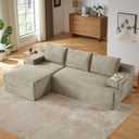 96" L Shaped Cloud Sectional Couch with Chaise, Deep Seat Modular Sectional Sofa Corduroy Memory Foam Sofa Boneless Couches for Living Room Bedroom, No Assembly Required