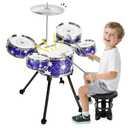 Upgraded Drum Set for Toddler Toy Ages 2-4 Kids Jazz Drums Kit with Stool Musical Instrument Toys for 3 4 5 Year Old Girls Boys Gifts