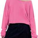 Ugerlov Women's Lightweight Cashmere Fall Sweater Long Sleeve Crewneck Knit Pullover Tops Casual Outfit Fashion 2024 (Pink)