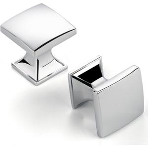 10 Pack 1 Inch, Small Square Polished Chrome Cabinet Knobs Chrome Drawer Knobs Chrome Cabinet Pulls, ZK2203 Solid Kitchen Hardware for Cabinets Drawers Bedroom Dresser Bathroom Vanity Cupboard