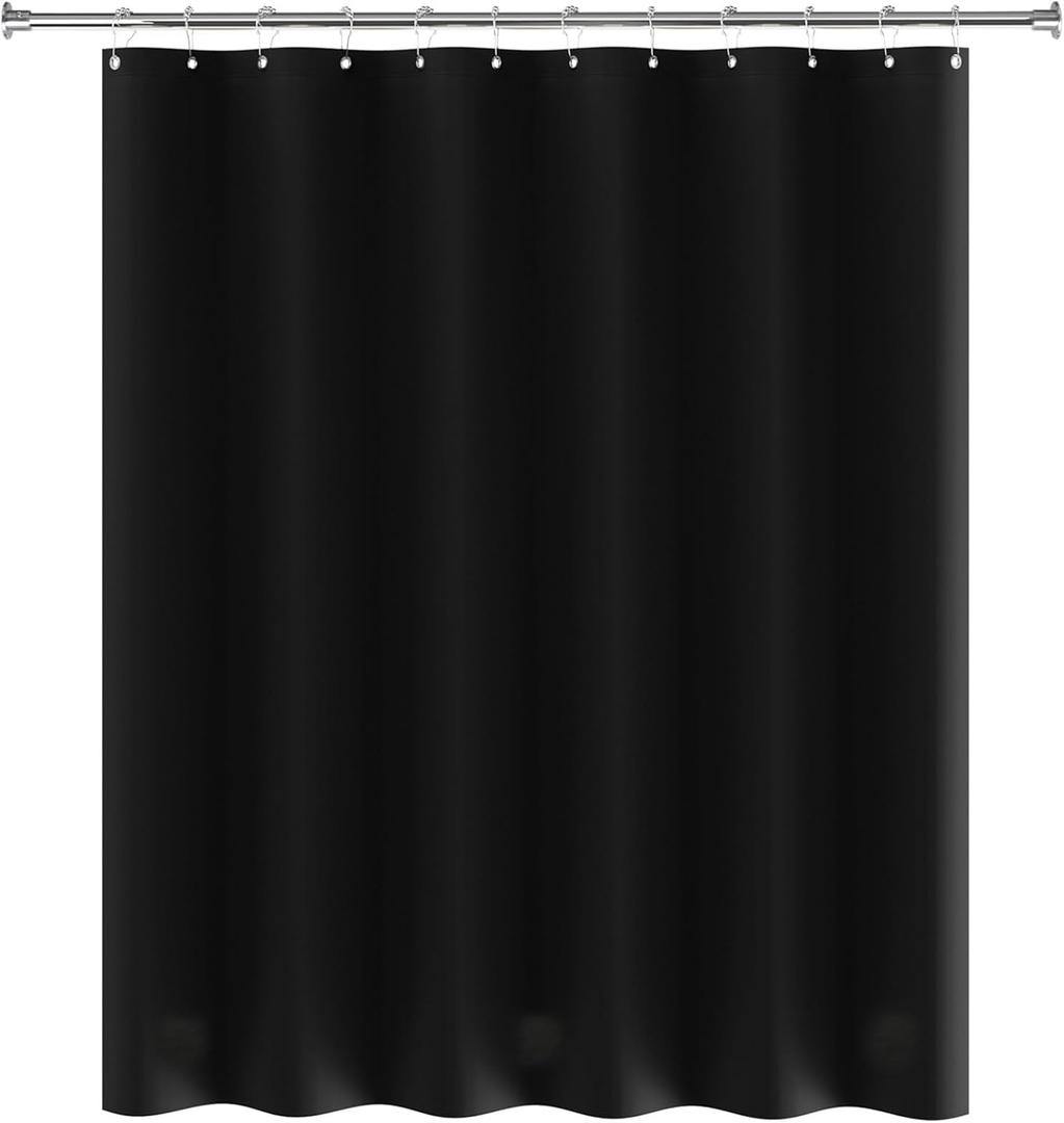 AmazerBath Plastic Shower Curtain Liner, 72 x Inches EVA 8G Heavy Duty Black Waterproof Weighted Thick Bathroom with 3 Clear Weights and 12 Rustproof Grommet Holes