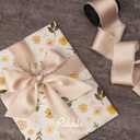 Ribbli Light Champagne Silk Satin Ribbon 1.5 Inch x 12 Yard Handmade Frayed Chiffon Ribbon with Wooden Spool for Gift Wrapping, Wedding Invitations, Bridal Bouquets, Home Decor