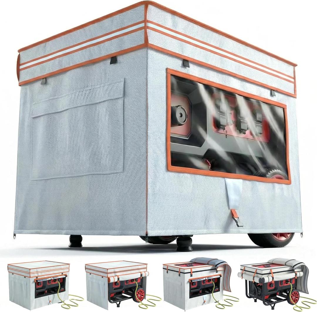 Generator Cover While Running - Heavy Duty Waterproof Generator Enclosure for Most 5000-10000 Watt Outdoor Portable Generators, Compatible with Predator, Westinghouse, Champion, Size 32X24X24In., Beige