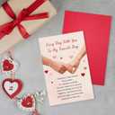4 x Ogeby Romantic Hand Holding Valentine's Day Card for Him Her, Valentines Love Letter Card for Husband Wife Partner, Every Day With You To My Favorite Day