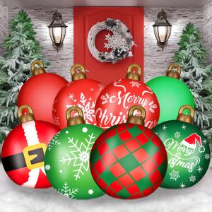 Jetec 32 Inch Giant PVC Inflatable Christmas Ball Ornaments Large Xmas Blow Ball Decorations Inflatables Outdoor Holiday Decorations Christmas Blow up Yard Decor(8 Pcs,Snowflakes)