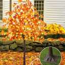 3 Pack 4/5/6FT 300 LED Lighted Maple Tree, Artificial Fall Tree Warm White