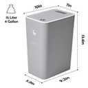 XPIY Trash Can with Lid, 2 Pack 4 Gallons/15 Liters Garbage Can with Press Top, Small Trash Can Dog Proof, Plastic Trash Bin, Waste Basket for Bathroom|Kitchen|Bedroom|Office (2, Grey)