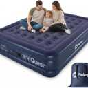 Sekey Queen Air Mattress with Built-in Pump, 18" Raised Inflatable Bed with Anti-Deflation Technology, Odorless & Puncture Resistant Blow Up Mattress for Home Guests & Travel, 660 lbs Capacity