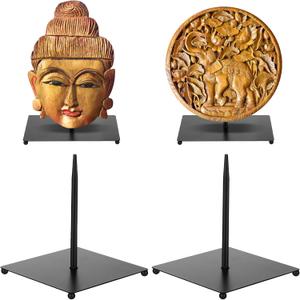 2 Pcs Black Metal Base for Sculptures Mask Display Holder African Masks Puppet Stand Sculpture Stand (7.9 x 7.9 x 7.9 Inch)