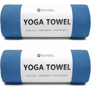Eunzel 2 Pack Hot Yoga Towel Non Slip Yoga Mat Towel Non-Slip Sweat Absorbent Microfiber Towel for Hot Yoga, Pilates and Workout 72" x 26.5", Navy Blue