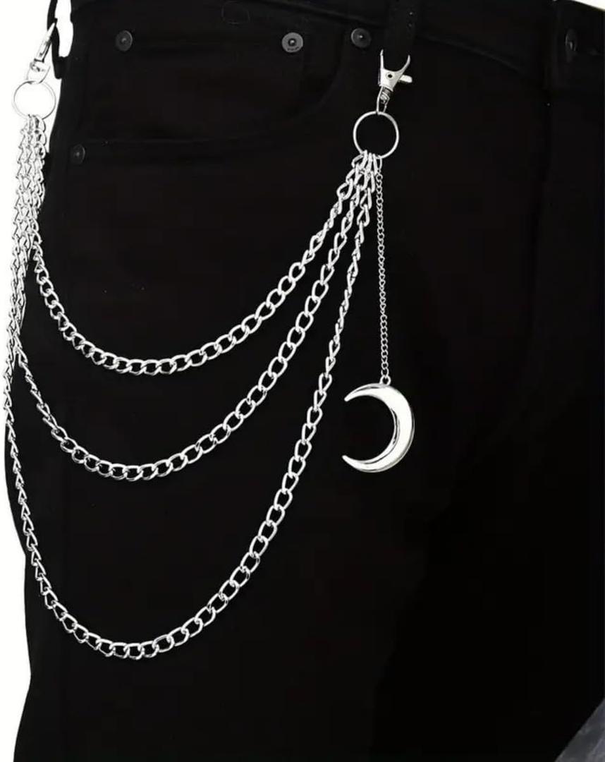 3 x TFORESTER Gothic Wallet Chain for Men & Women - Heavy-Duty Punk Pant Chain with Lobster Clasps, Rivets, Key Clip for Biker, Rock, Hip-Hop, Jeans, Gothic Accessories-Mode 3