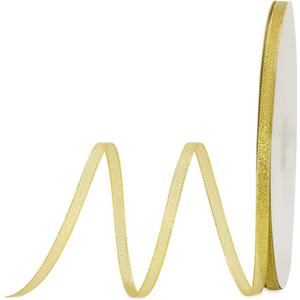 100yd 1/4" Gold Shiny Organza Sheer Ribbon,Metallic Glitter Ribbons for Gift Wrapping,Bows,Crafts,Garland,Bouquet,Holiday Wedding Party Decor (1/4" (7mm))