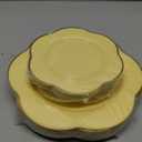 Liacere 50PCS Yellow Plastic Plates - Heavy Duty Disposable -Yellow and Gold Include 25PCS 7inch and 25PCS 10inch Plates for Mother's Day & Baby Shower (Yollow)