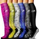 6 Pack Copper Compression Socks for Women and Men Circulation-Best Support for Medical, Running,Nursing,Athletic (Small-Medium)