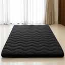 Japanese Floor Mattress, 100% High Density Comfortable Foam, 4" Thicken Foldable Mattress Tatami Mat Sleeping Pad, Ideal for Comfort and Support, Kids Floor Lounger Camping Bed Sofa, Black, Queen