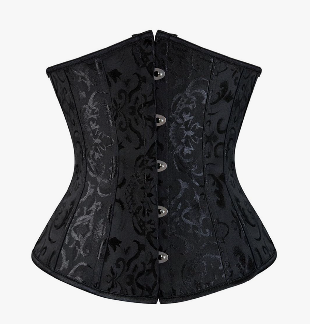 Zhitunemi Women's Lace Up Boned Jacquard Brocade Waist Training Underbust Corset M