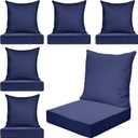 Hoteam 6 Set Outdoor Chair Cushions 20 x 20 Inch Patio Cushions Deep Seat Waterproof Patio Furniture Set for Replacement Removable Seat and Back (Navy Blue)