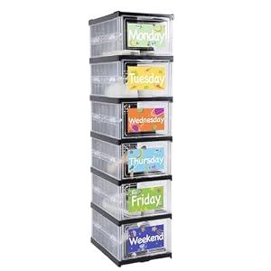 Wonderjune 1 Pcs 6 Shelf Daily Weekly Clothes Organizer for Kids,Colorful