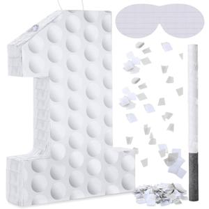 Gemscream Golf Number 1 Piata with Stick Blindfold and Confetti Golf Birthday Decorations Sports Themed Piata 1st Birthday Party Supplies
