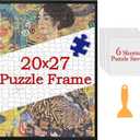 Premium 20x27 Puzzle Frame for Finished Puzzles, Aluminium Alloy Puzzle Frame Kit with Protective Cover, Horizontal & Vertical Display, Includes 6 Puzzle Saver Sheets(Black,1 Pack)