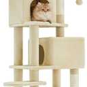 SONGMICS HOME Cat Tree for Indoor Cats, Multi-Level Cat Tower with Sisal Scratching Posts, Hammock and Condo, Beige, 59.6 Inches