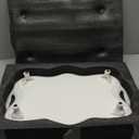 16" Ceramic Serving Tray with Handles, Vintage Large Serving Platter, Luxury British Style Coffee Table Tray, Decorative Dish with Golden Rim, Rectangular Tea Tray for Perfume for Living Room