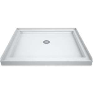 DreamLine SlimLine 36 in. D x 36 in. W x 2 3/4 in. H Center Drain Single Threshold Shower Base in White, DLT-1136360