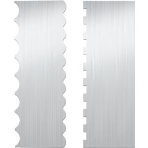 2pcs Stainless Steel Cake Bench Scraper Spatula Kit, 8.7in Stripe Edge Comb Smoother Decorating Metal Tools for Kitchen Baking Mousse Pastry DIY Icing Buttercream Frosting Leveler Supplies