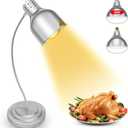Food Heat Lamp, Commercial Food Warmer Lamp Includes 250W Infrared Bulb, 110V Stainless Steel Heat Lamps for Food Warming in Restaurant, Buffet, Catering, Home (Silver, 2 Bulbs)