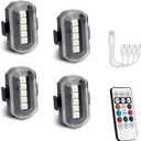 1797 Upgraded 5-LED Wireless Strobe Lights with Remote, RGB Exterior & Interior Ambient Lighting, 8 Colors & 5 Modes, USB-C Rechargeable, 4 PCS Waterproof Mini Lights for Car, Truck, Bike, Motorcycle