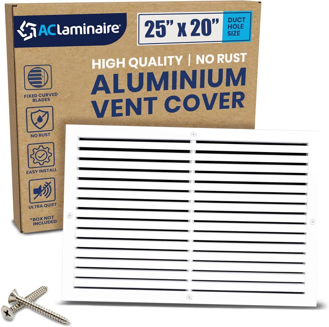 25x20 Inch (Duct Opening) Air Return Vent Cover Decorative  Premium Aluminum AC Vent Cover for Ceiling & Wall, Rustproof Grille, Ideal for Home HVAC Grille, Durable & Easy to Install by ACLAMINAIRE