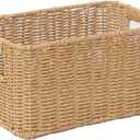 YRMT Rattan Storage Basket Pantry Baskets with Built-in Handles Wicker Baskets for Organizing Waterproof Woven Nature 12" x 8" x6"