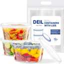 12 oz Deli Containers with Lids (48 Pack) - Plastic Food Storage Containers with Airtight Lids, Leak-Proof, Anti-Cracking, Easy to Open & Close for Food Storage & Meal Prep