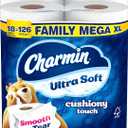 Charmin Toilet Paper Ultra Soft Cushiony Touch, 18 Family Mega XL Rolls = 126 Regular Rolls (385 Sheet (Pack of 18))