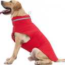 Mklhgty Waterproof Dog Coat for Medium Dogs, Warm Dog Winter Jacket, Reflective Windproof Turtleneck Dog Cold Weather Coats with Adjustable Hook & Loop - Red - M (M: 18-38lbs)