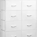 WLIVE Tall Fabric Storage Dresser - 8 Drawer Chest Tower for Bedroom, Closet, Living Room and Hallway, White