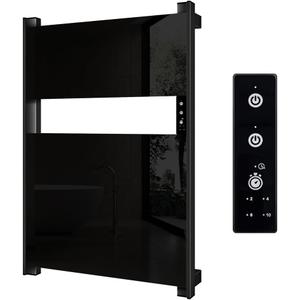 Heated Towel Rack for Bathroom, Towel Warmer with Timer Wall Mounted, Electric Towel Warmer, Bath Towel Heater with Black Tempered Safty Glass, Graphene, Towel Drying Rack- 26.8 x18 inch (Black)