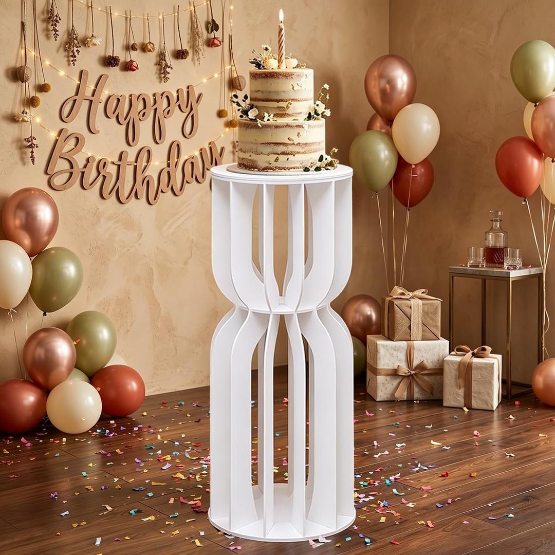 1 Pc Cylinder Stands for Party,White Cake Pedestal,Large Cake Stands, Cake Pedestal Stand,Cylinder Cakes Stand Display Stands for Birthday and Wedding Party Decorations